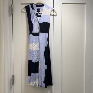 Nic & Zoe Navy and Cream Patchwork Midi Dress